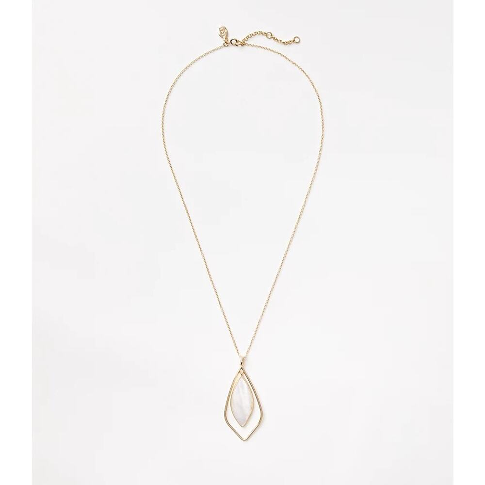 NWT LOFT Gold Plated Pendant Necklace with Mother of Pearl Modern Minimalist